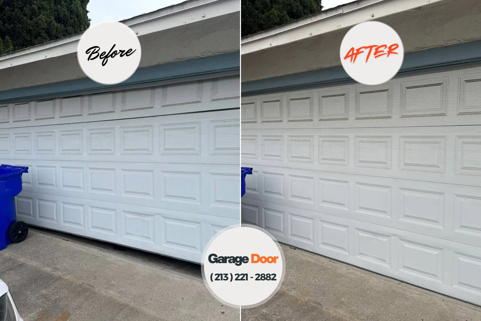 Before and after: garage door repair Hoxie, KS